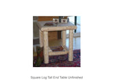 Square Log Tall End Table